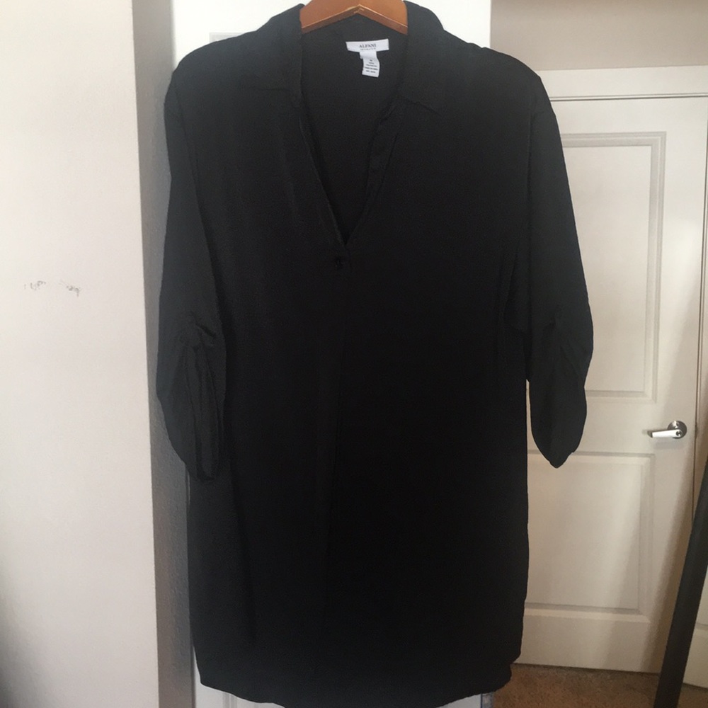 Button-up satin-like tunic/shirt dress